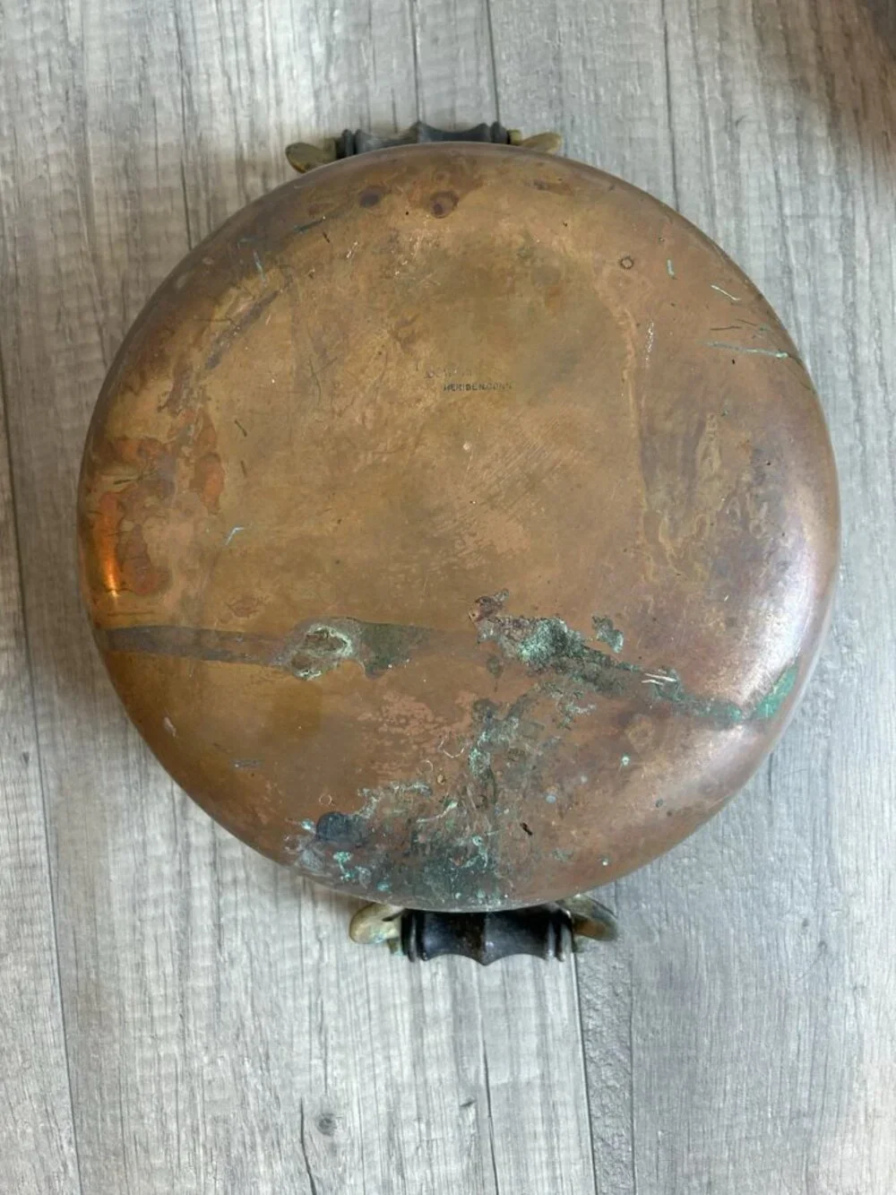 Vintage Manning Bowman Copper Pan Lid Handles Rustic Patina AS IS Cottagecore - Picture 3 of 16